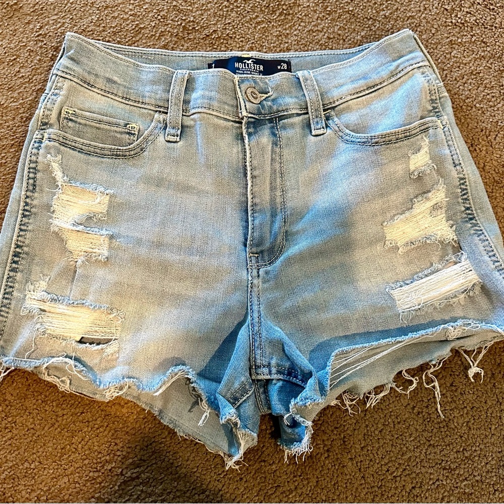 Hollister high rise 3 inch distressed shorts